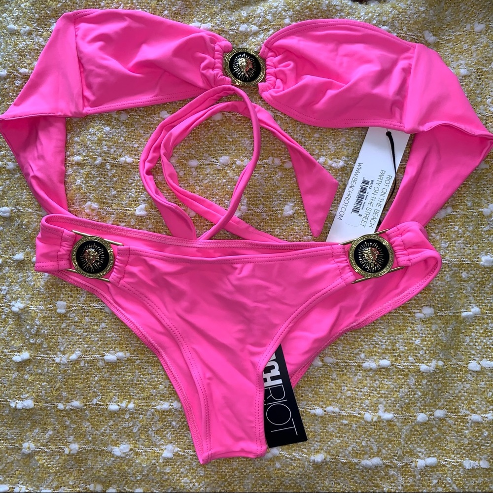 Beach Riot Strapless Pink Bikini